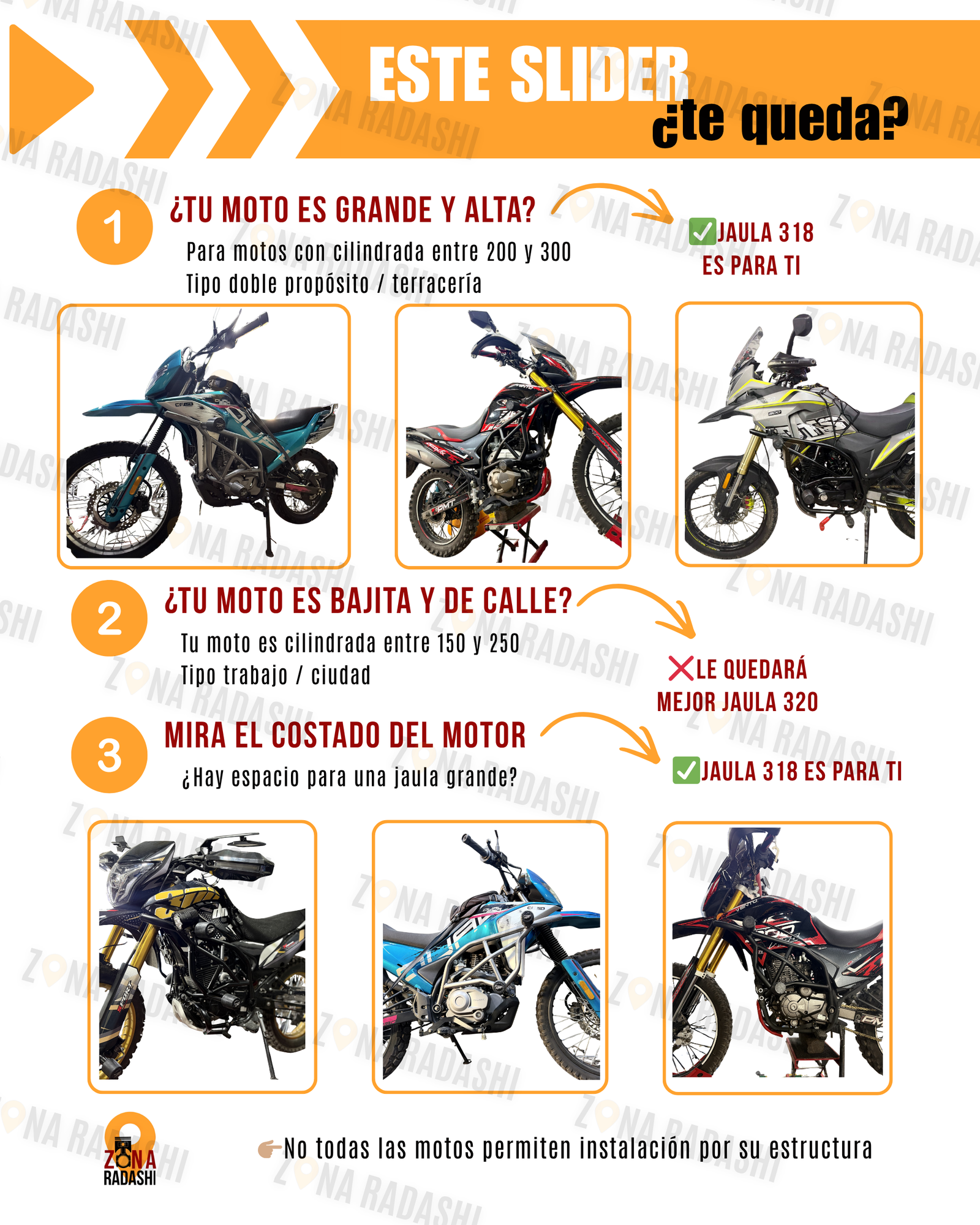 guía jaula 318 Qué slider le queda a mi moto