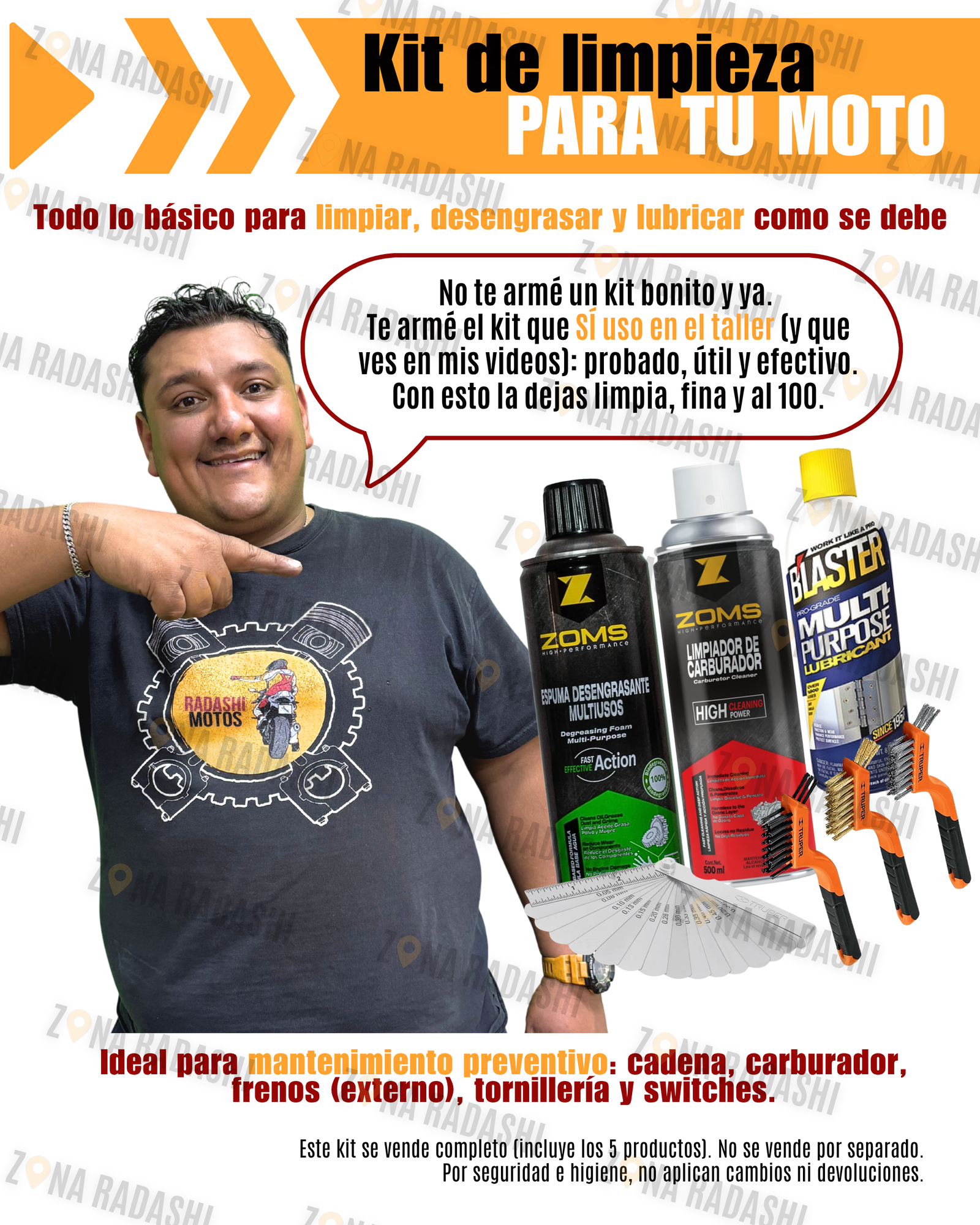 kit confianza mike limpieza de moto