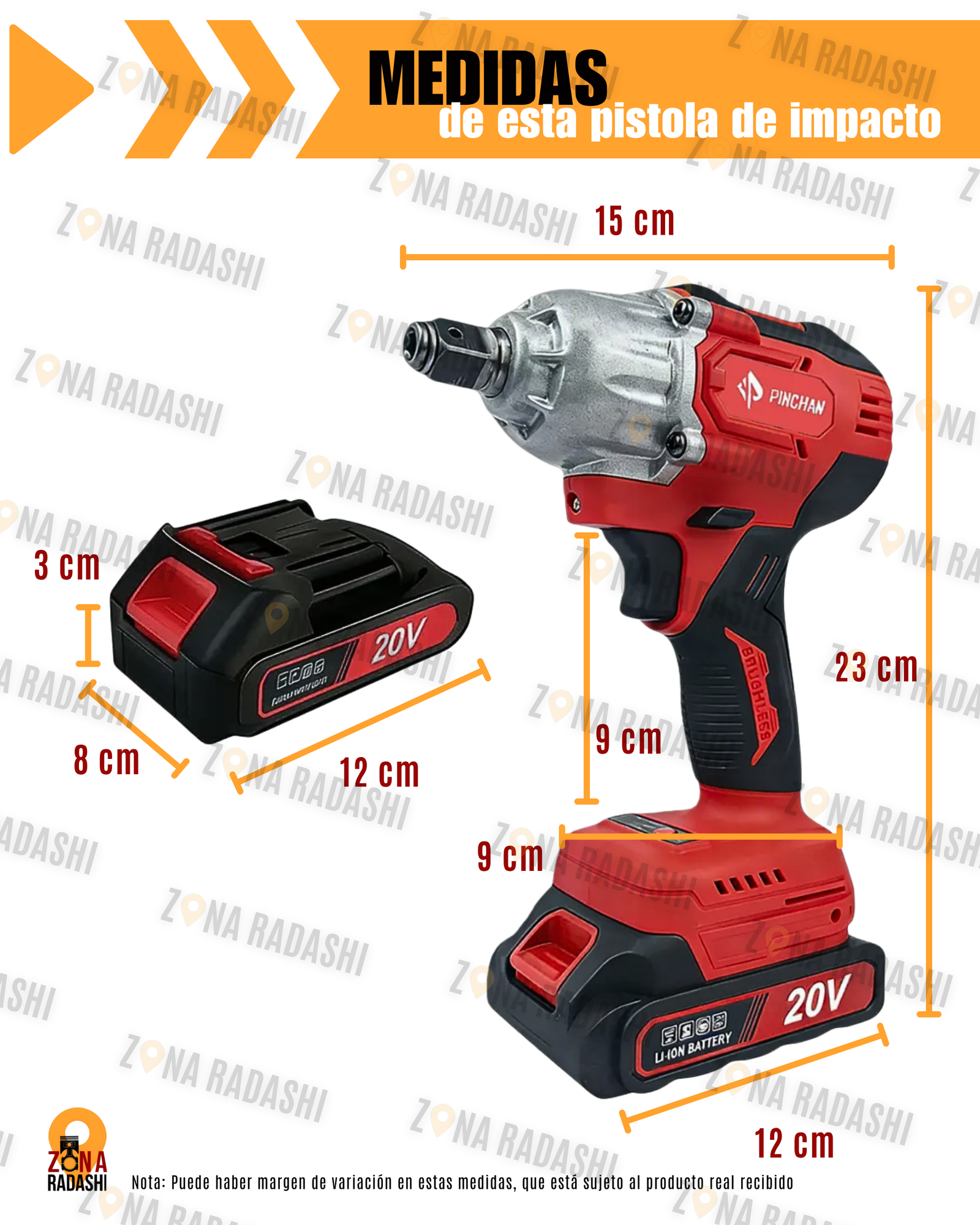 medidas de la pistola de impacto medidas de la pistola de impacto