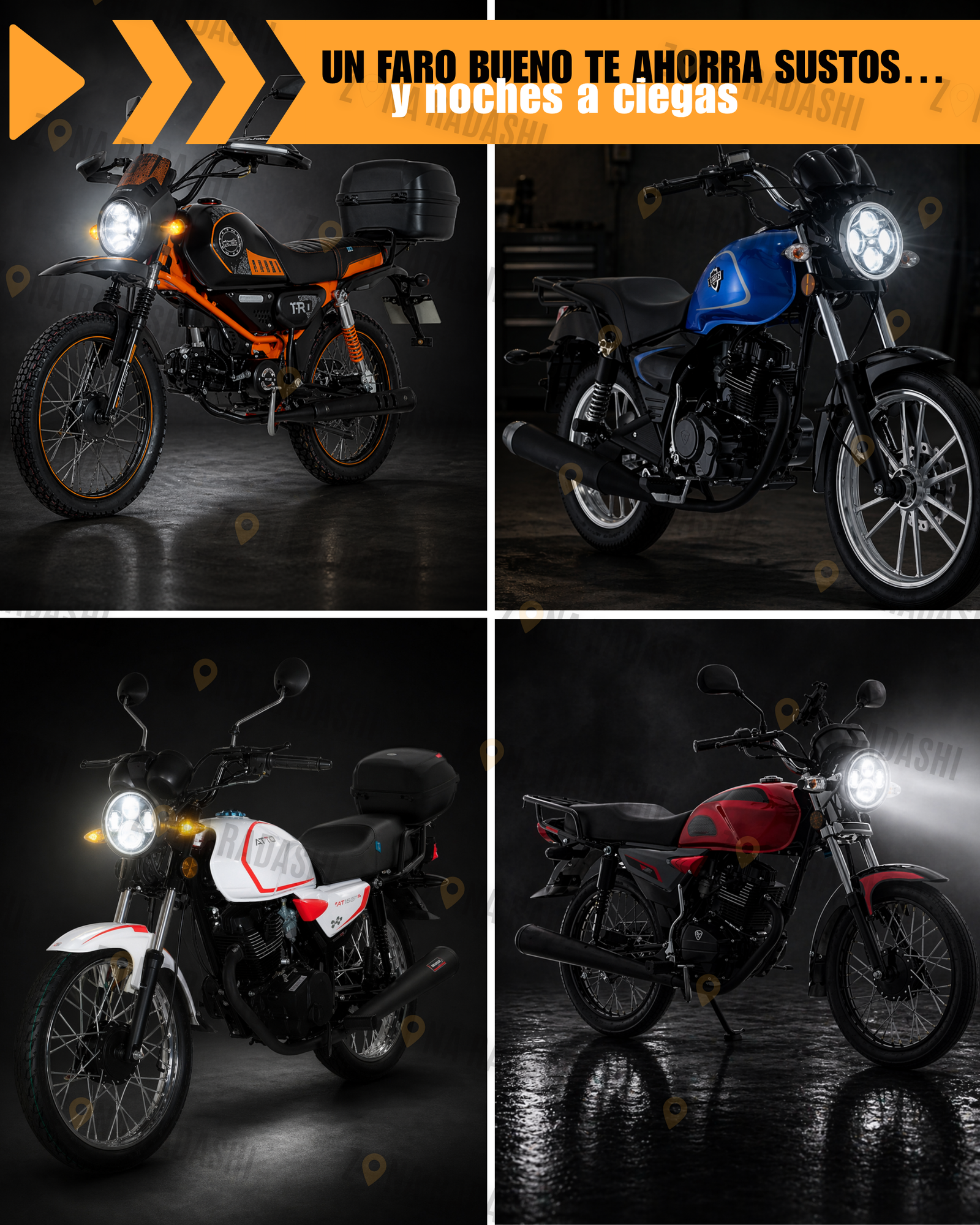 Faro LED 7” para moto de noche