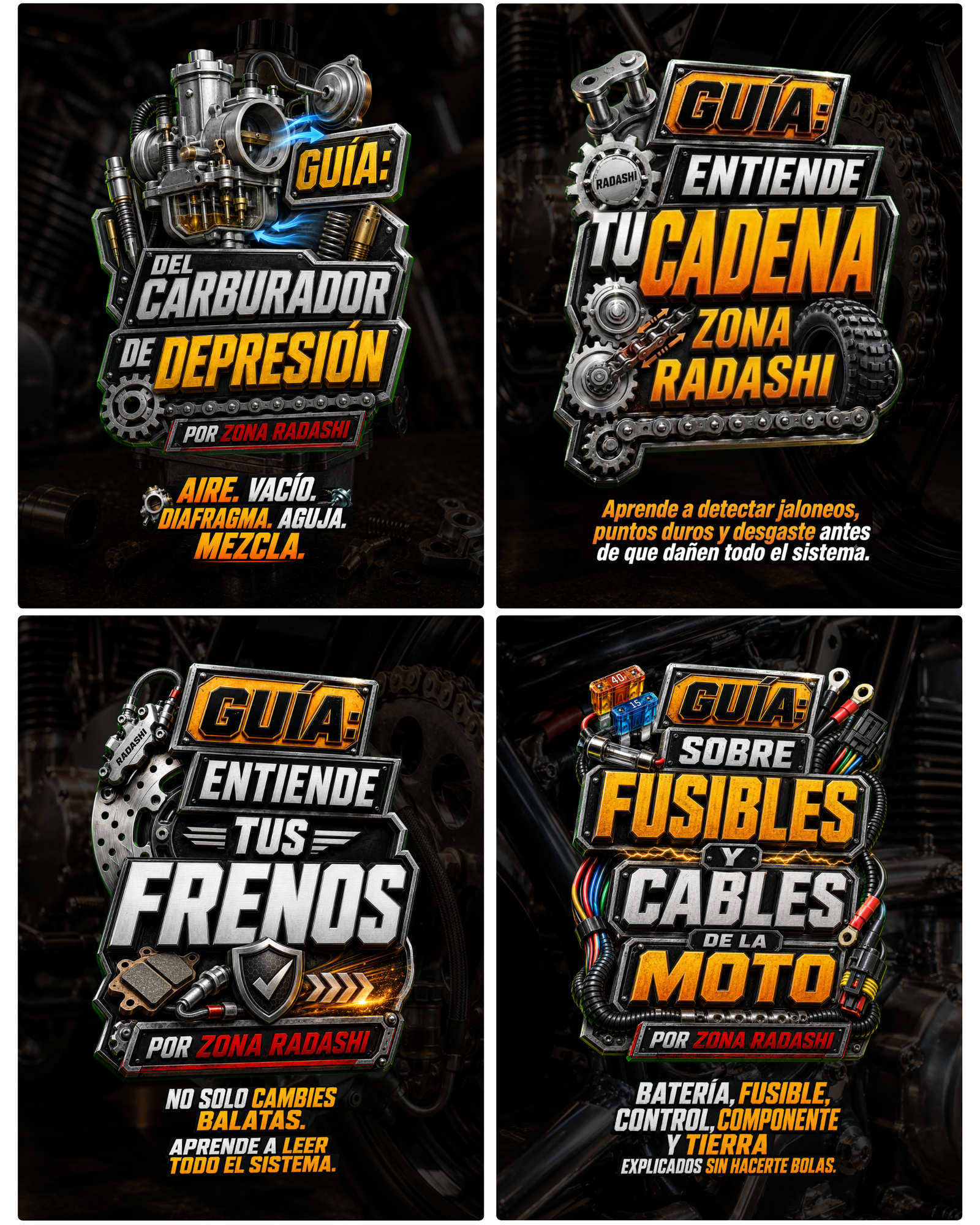 kit radashi 12 guías tornillería de la moto